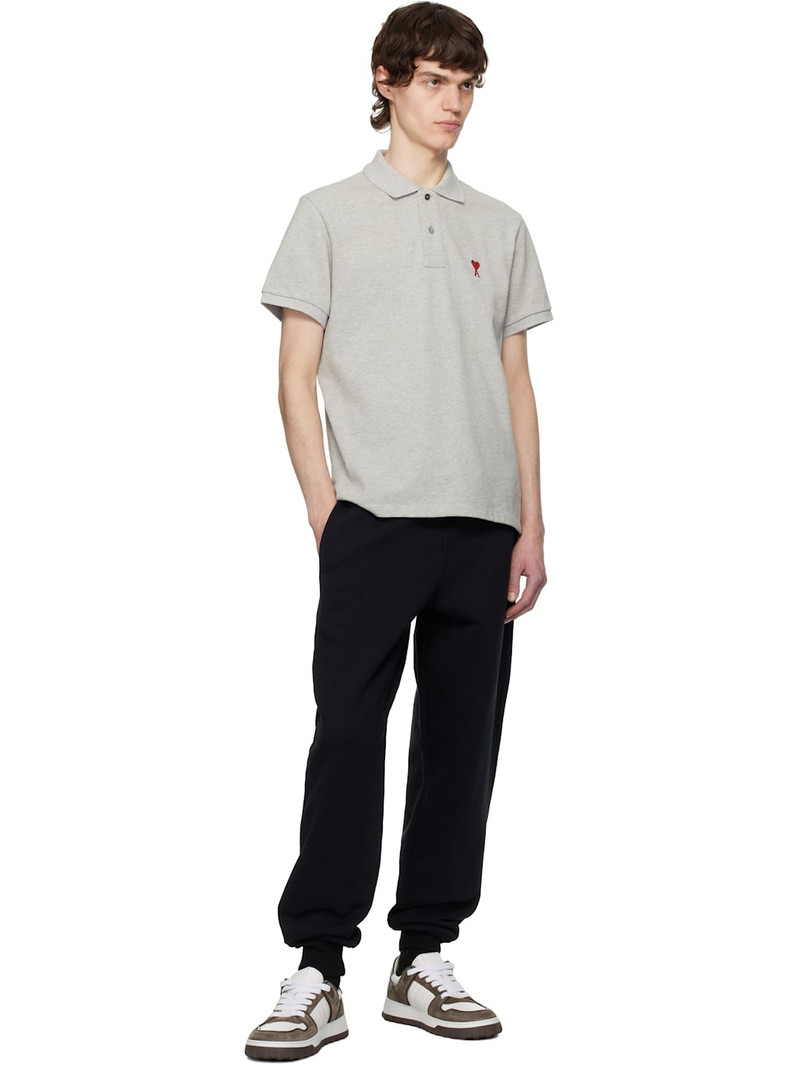 AMI Paris White & Taupe Leather Low Top Walk Sneakers outlook