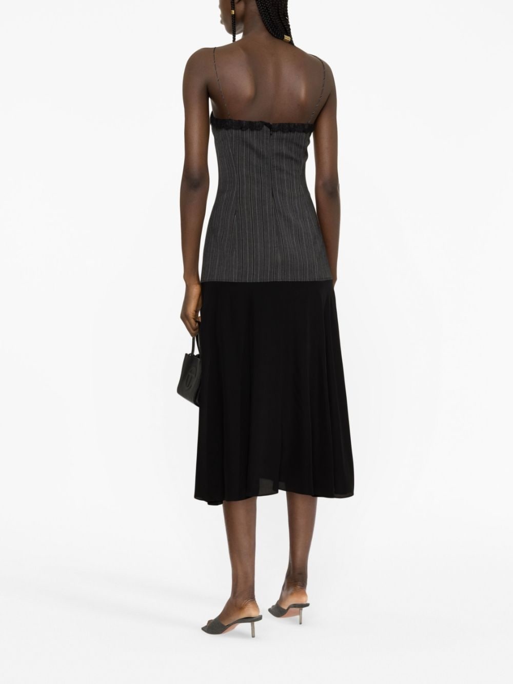 pinstripe lace-up midi dress - 3