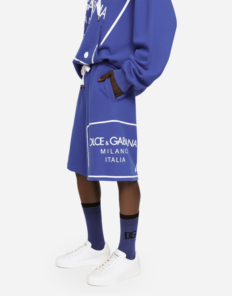 Jersey jogging shorts with printed tag - 4