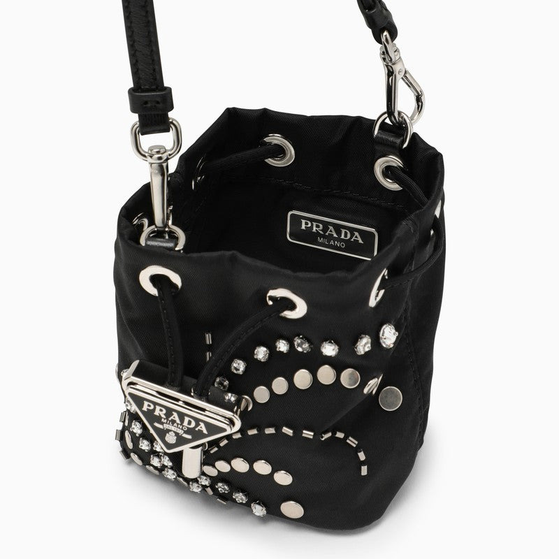 Prada Black Nylon Mini Pouch With Crystals Women - 5