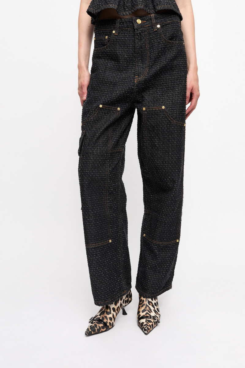 BLACK FLUFFY DENIM CARPENTER JEANS 3