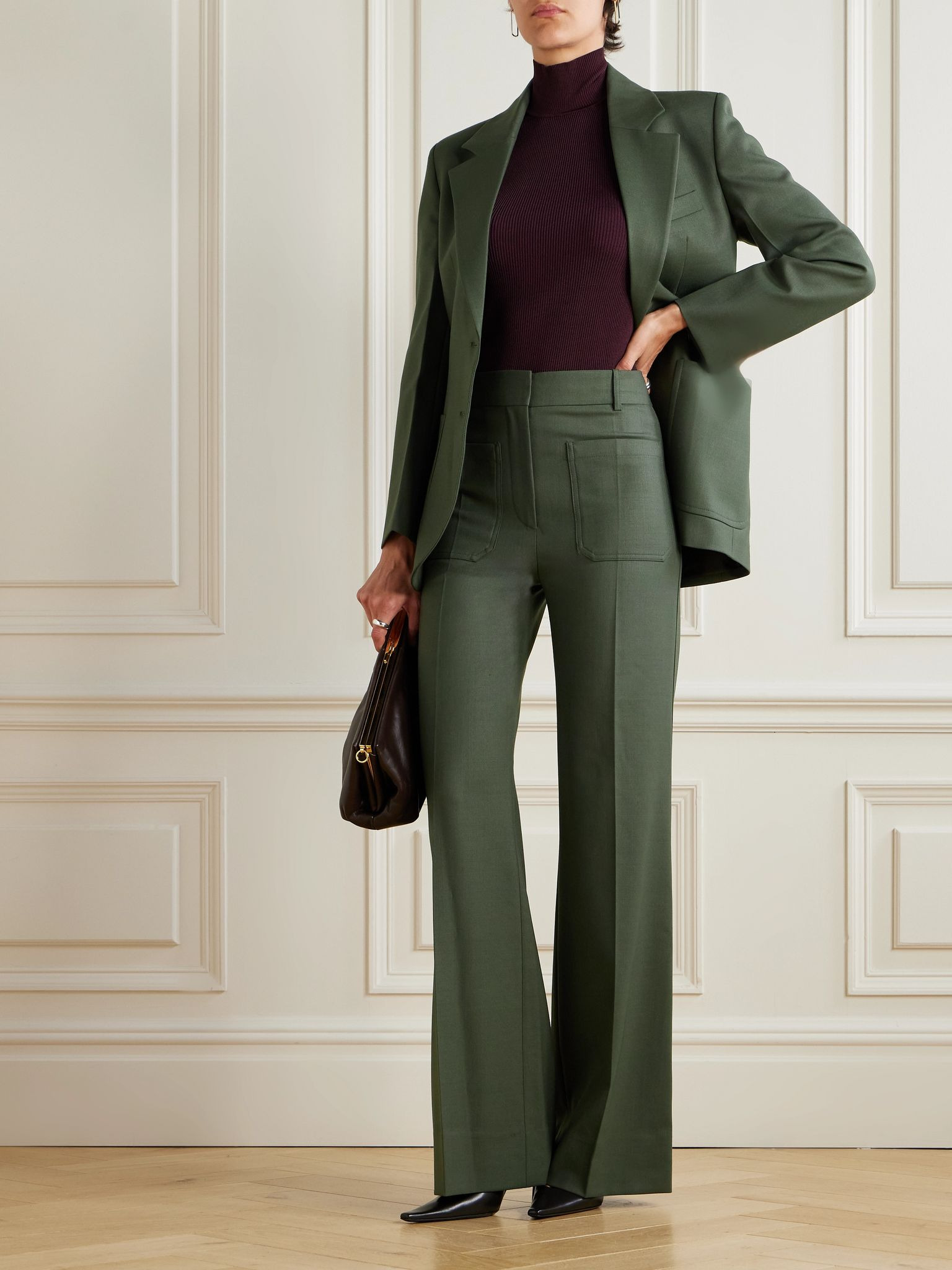 Alina twill wide-leg pants Green - 2