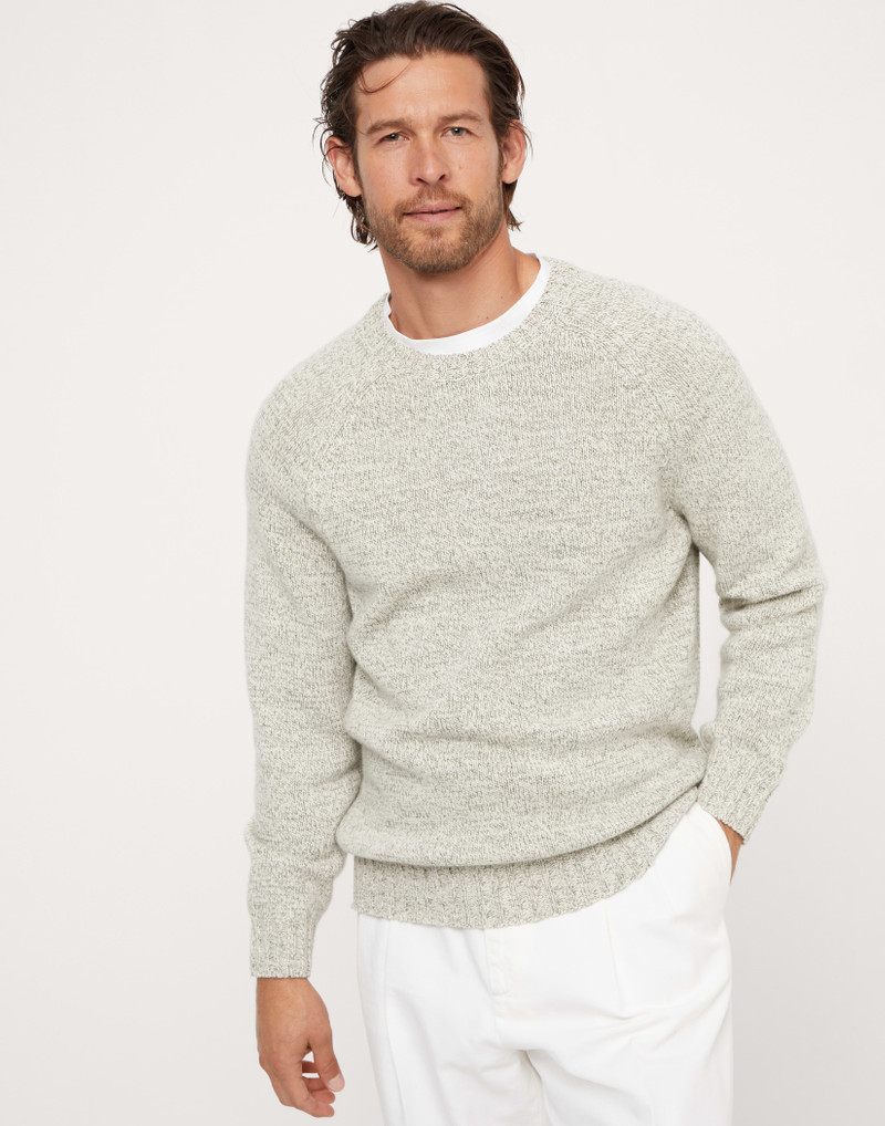 Mouliné cashmere sweater with raglan sleeves 1