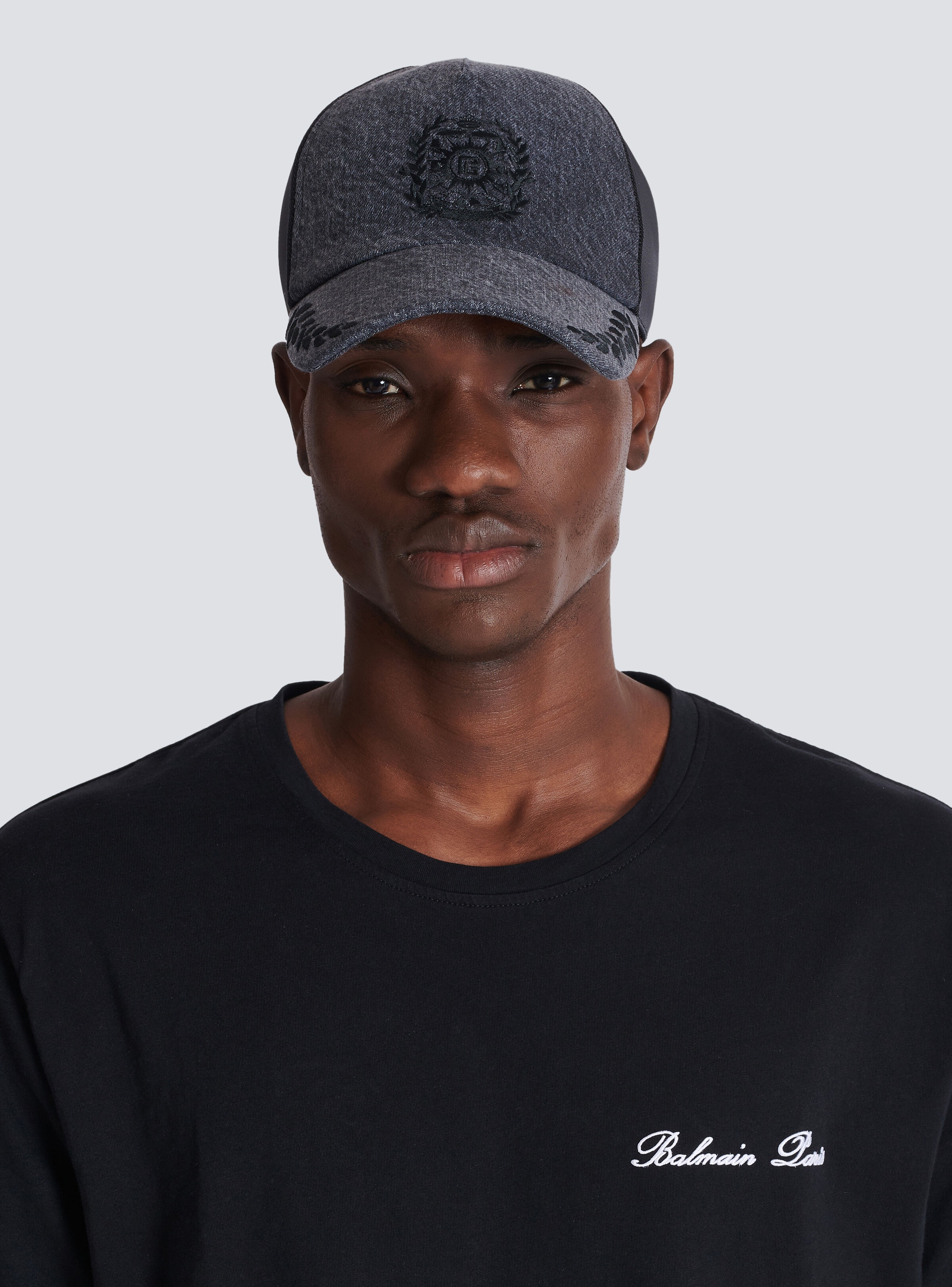 Balmain Écusson embroidered denim cap - 2