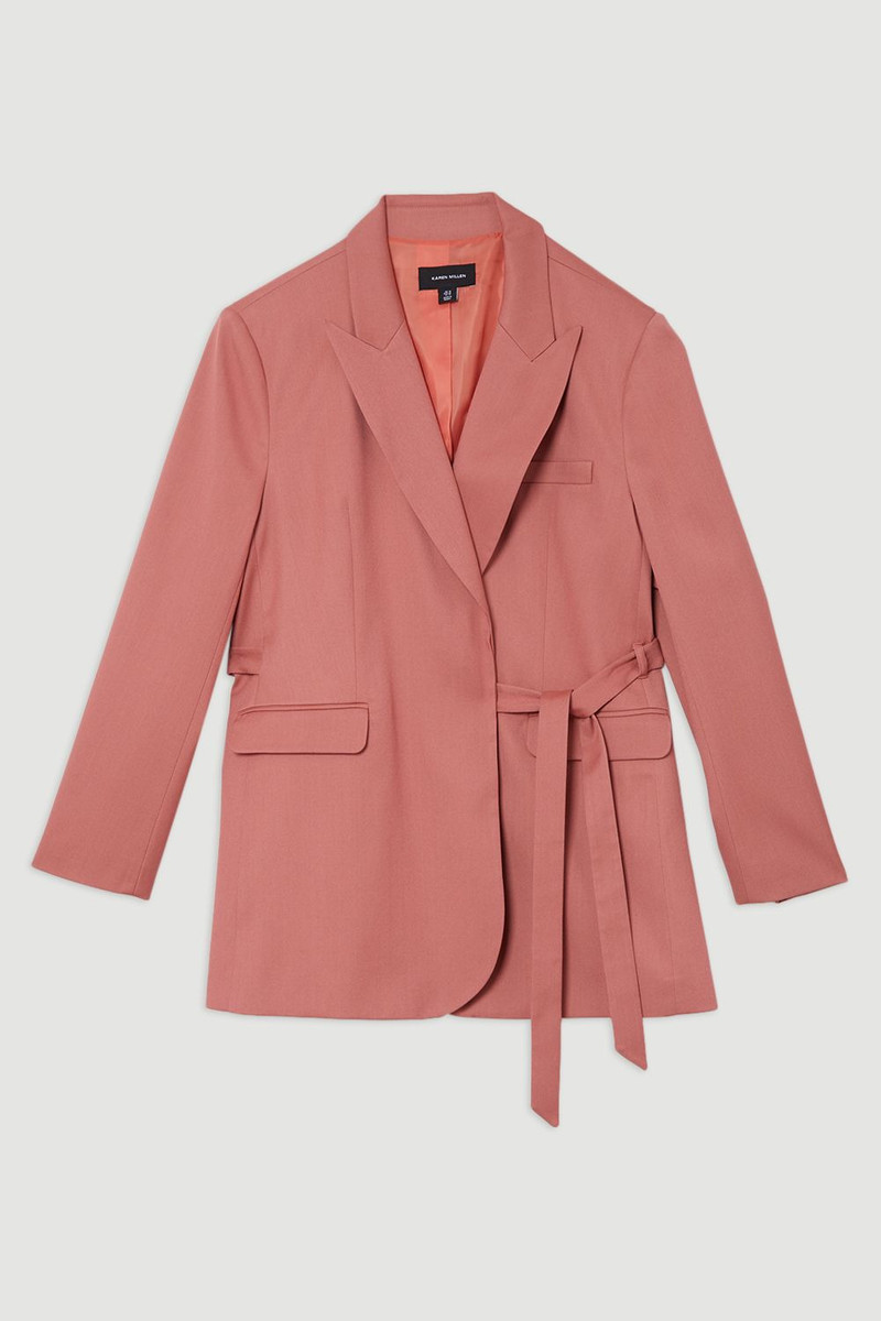 Plus Size Soft Tie Back Detail Tailored Single Breasted Blazer 4