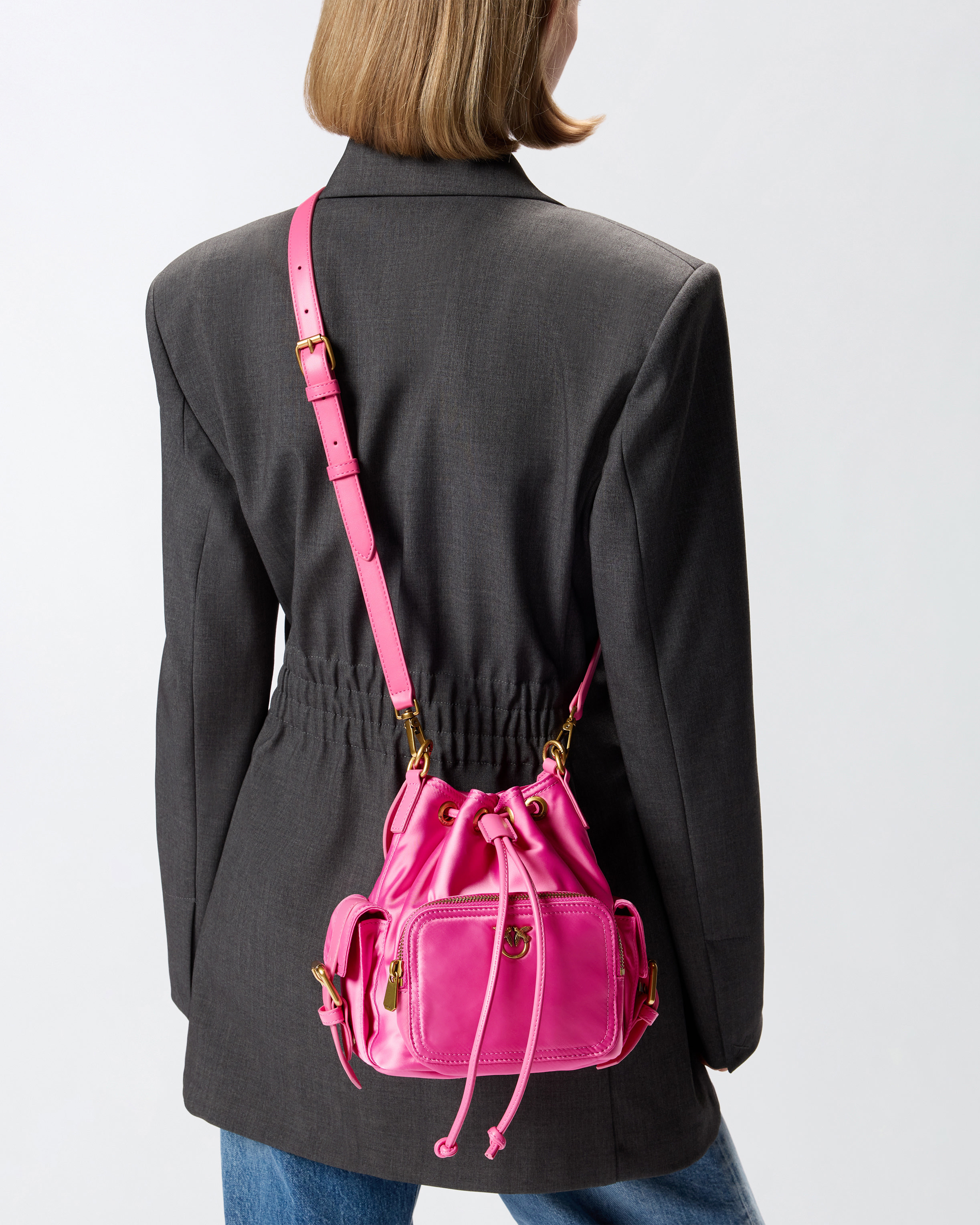 SMALL SATIN BUCKET BAG - 5