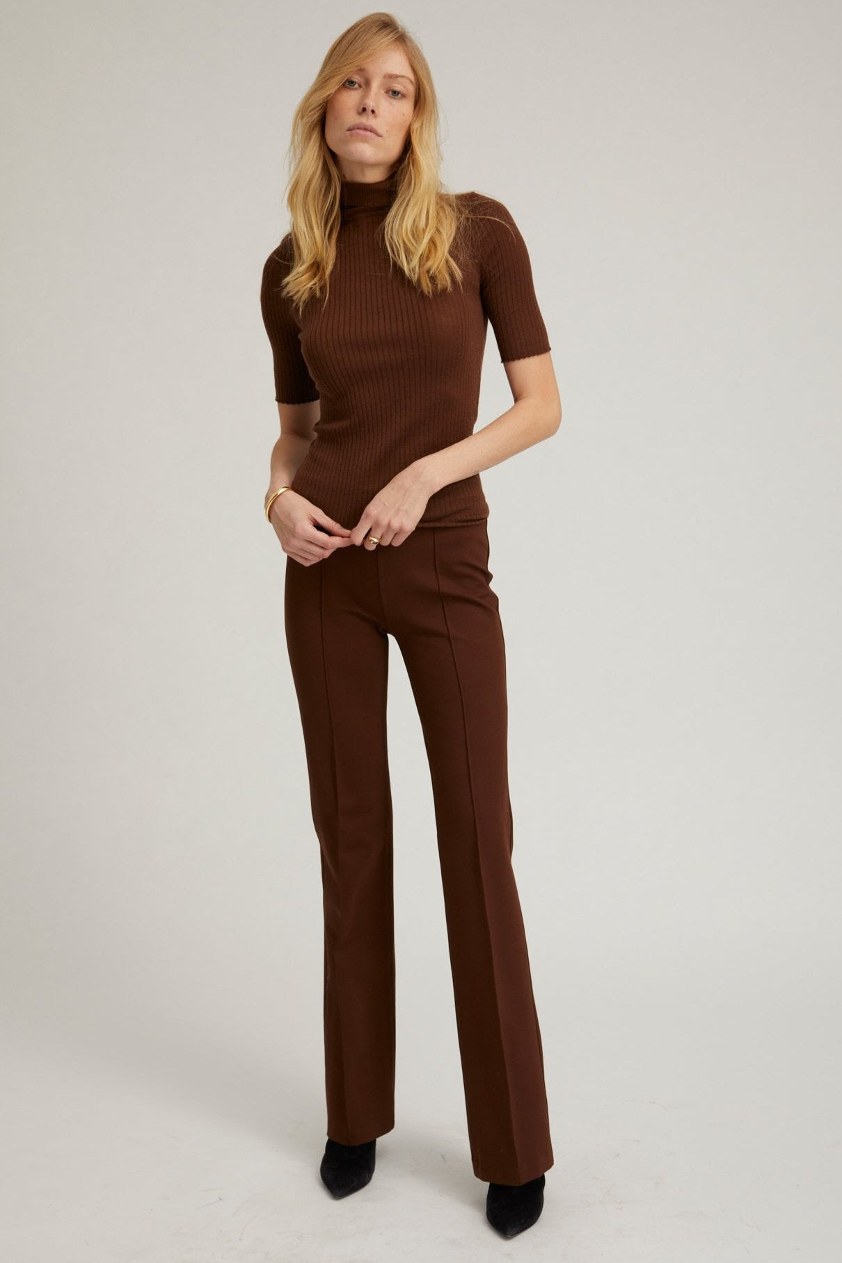 CHOCOLATE CASANOVA MICRO FLARE PINTUCK PANTS - 2