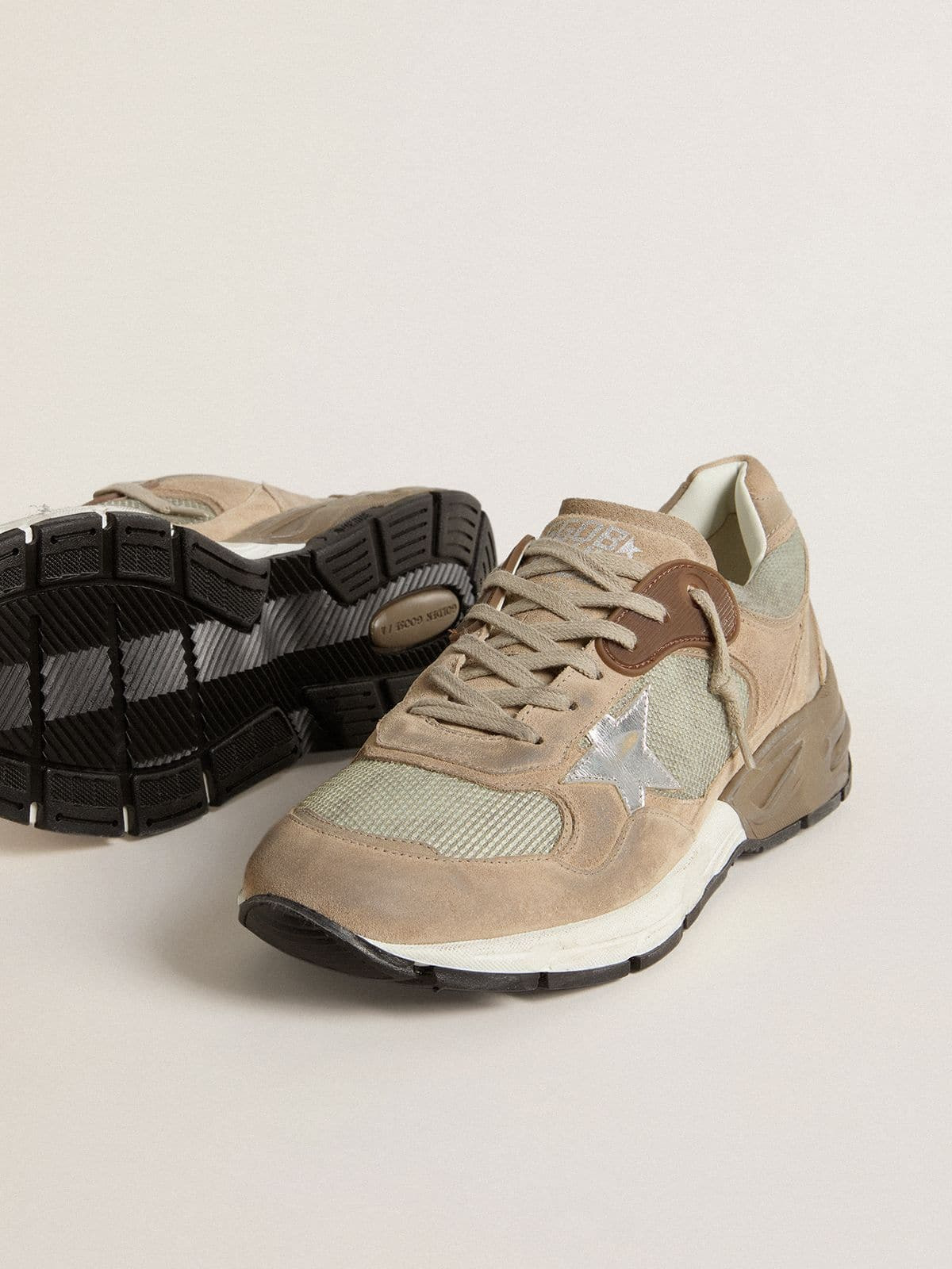 Men's Dad-Star in beige mesh and suede with silver leather star - 3