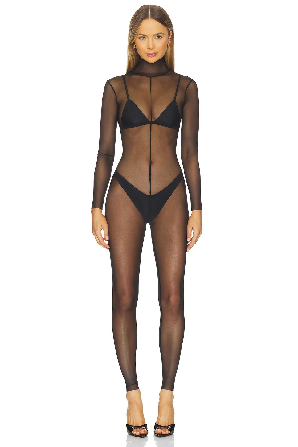 Long Sleeve Slim Fit Turtleneck Catsuit - 1