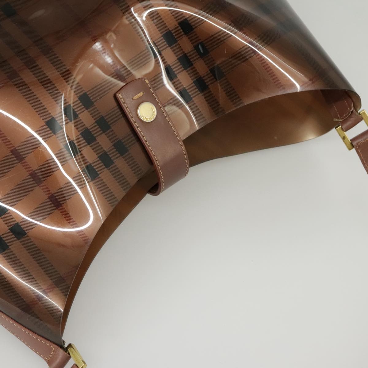 Burberry Nova Check Shoulder Bag Vinyl Leather Brown Gold - 6