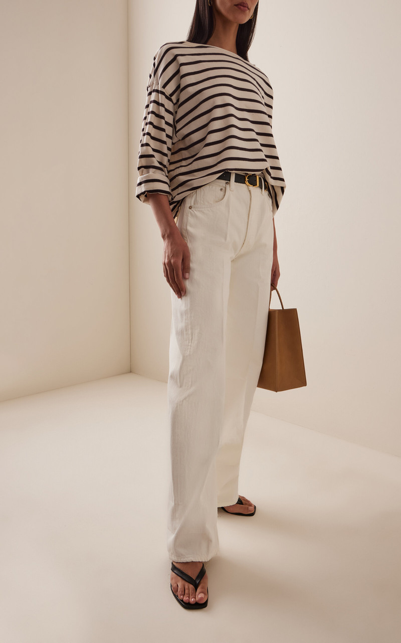 Citizens of Humanity Striped Cotton-Jersey T-Shirt brown outlook