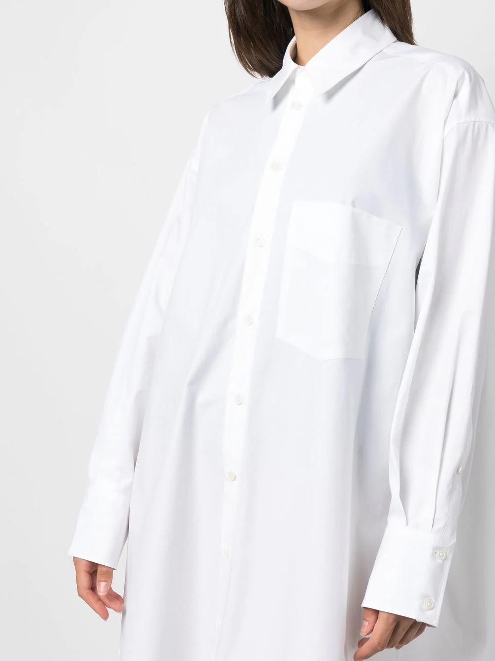 rhinestone logo shirt dress - 5