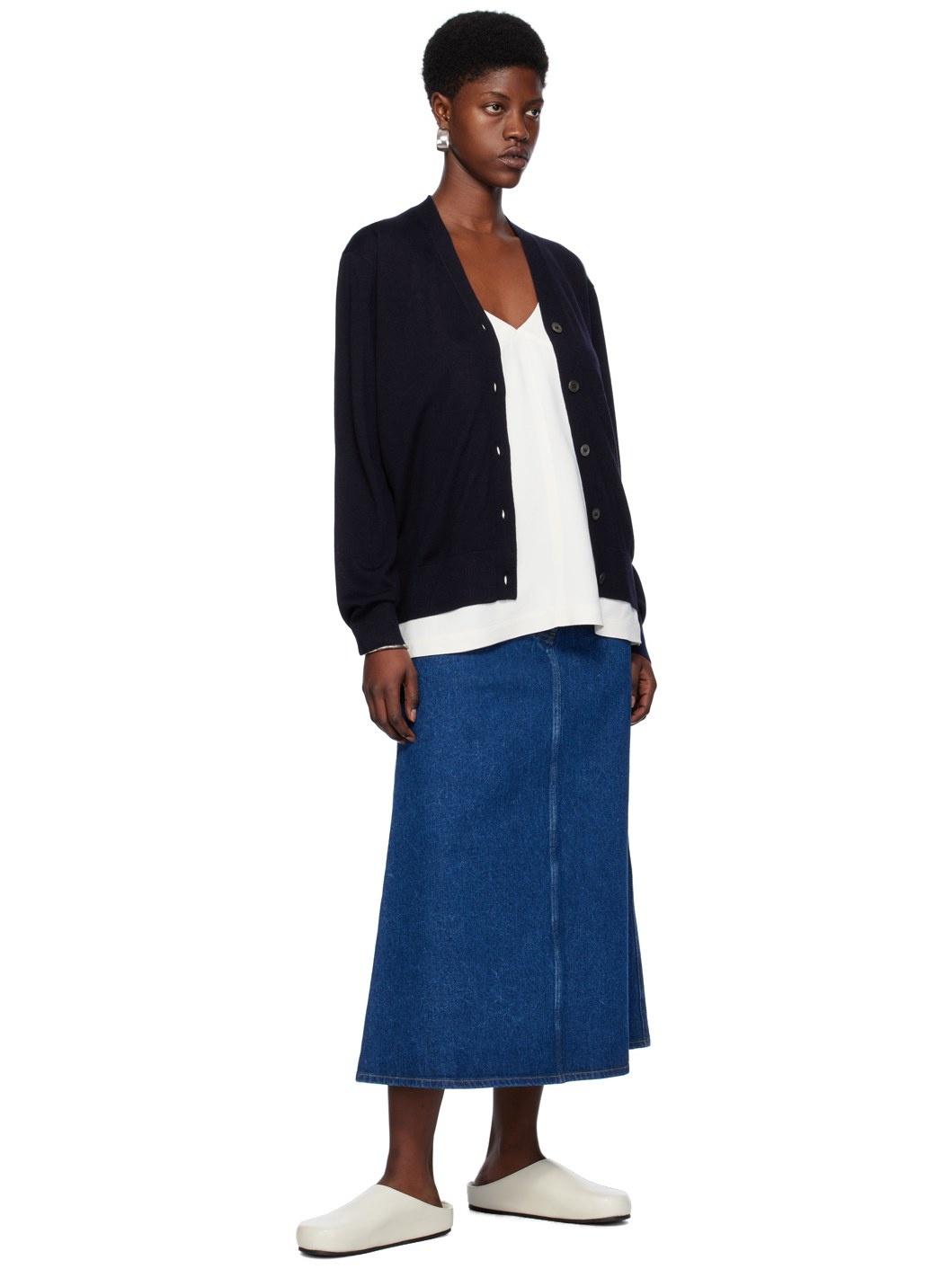 Indigo A-Line Denim Maxi Skirt - 4