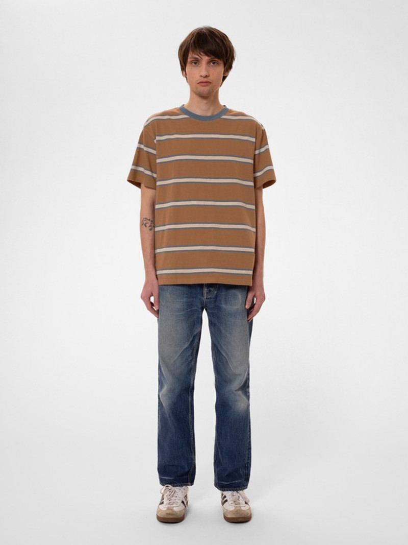 Nudie Jeans Leffe 90s Stripe T-Shirt Tobacco outlook