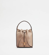 Tod's T TIMELESS BUCKET BAG IN LEATHER MICRO - PINK | REVERSIBLE