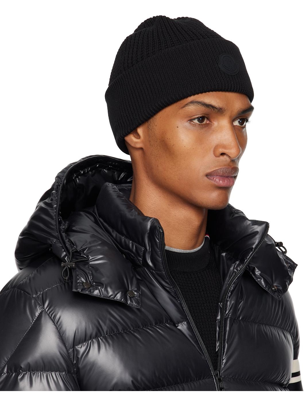 Black Logo Cotton Beanie - 2