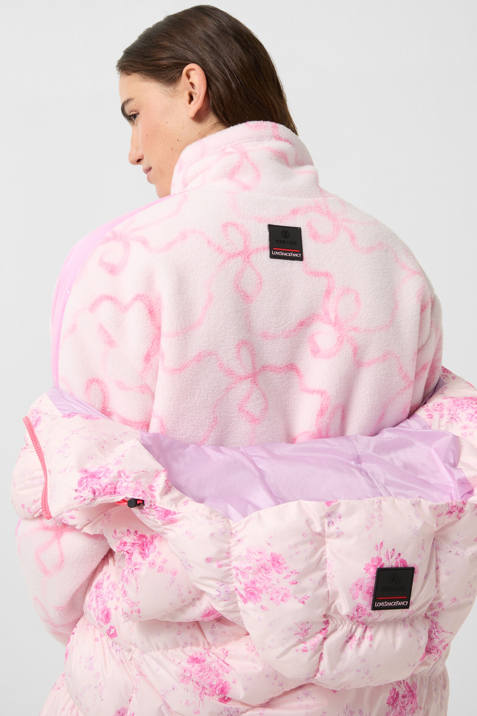 Ninetta Fleece mid layer in Pink/Off-white - 6