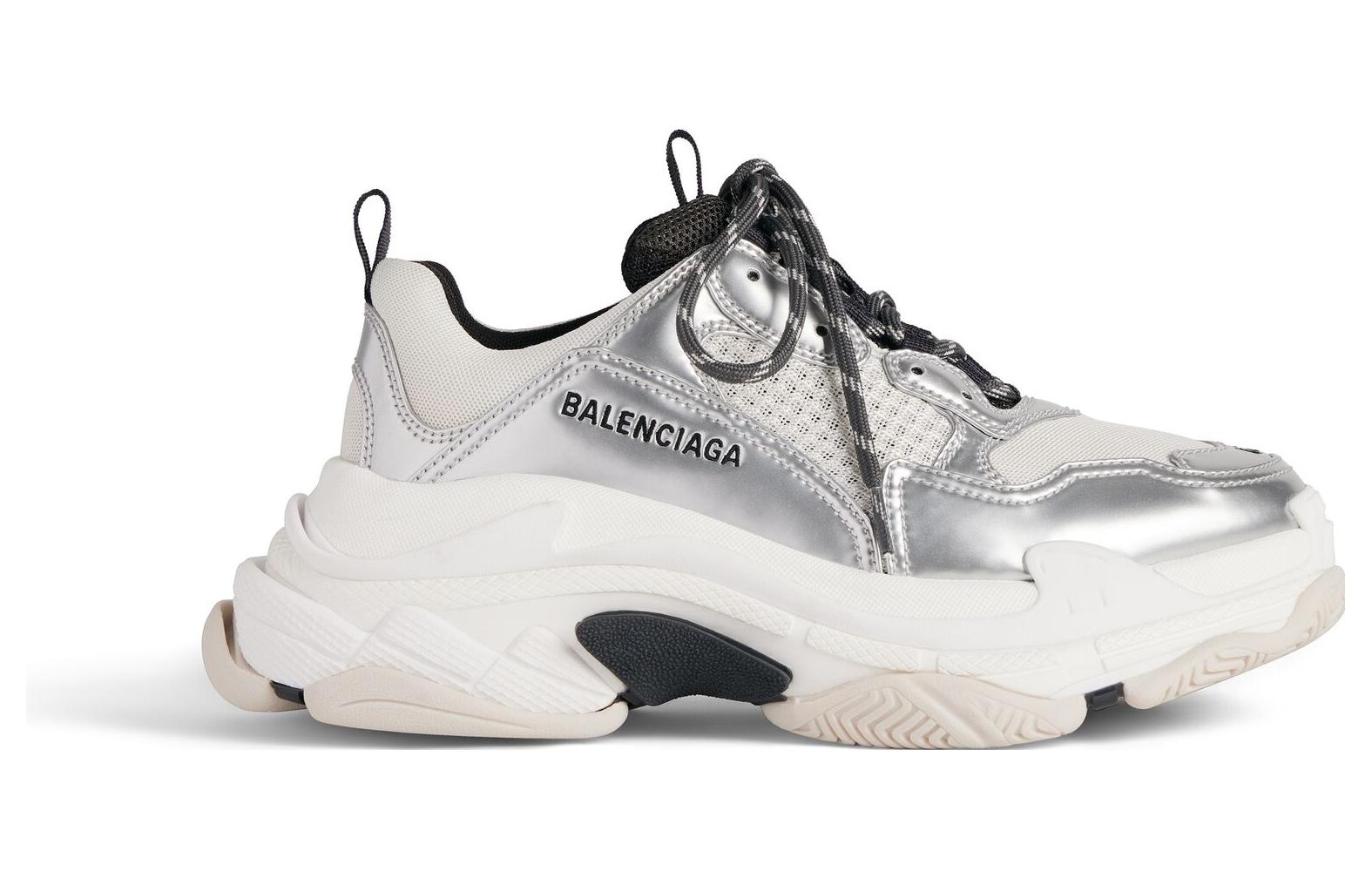 Balenciaga Triple S Sneakers 'Black White and Silver Double Foam and Mesh' 536737W2FWM8191 - 2