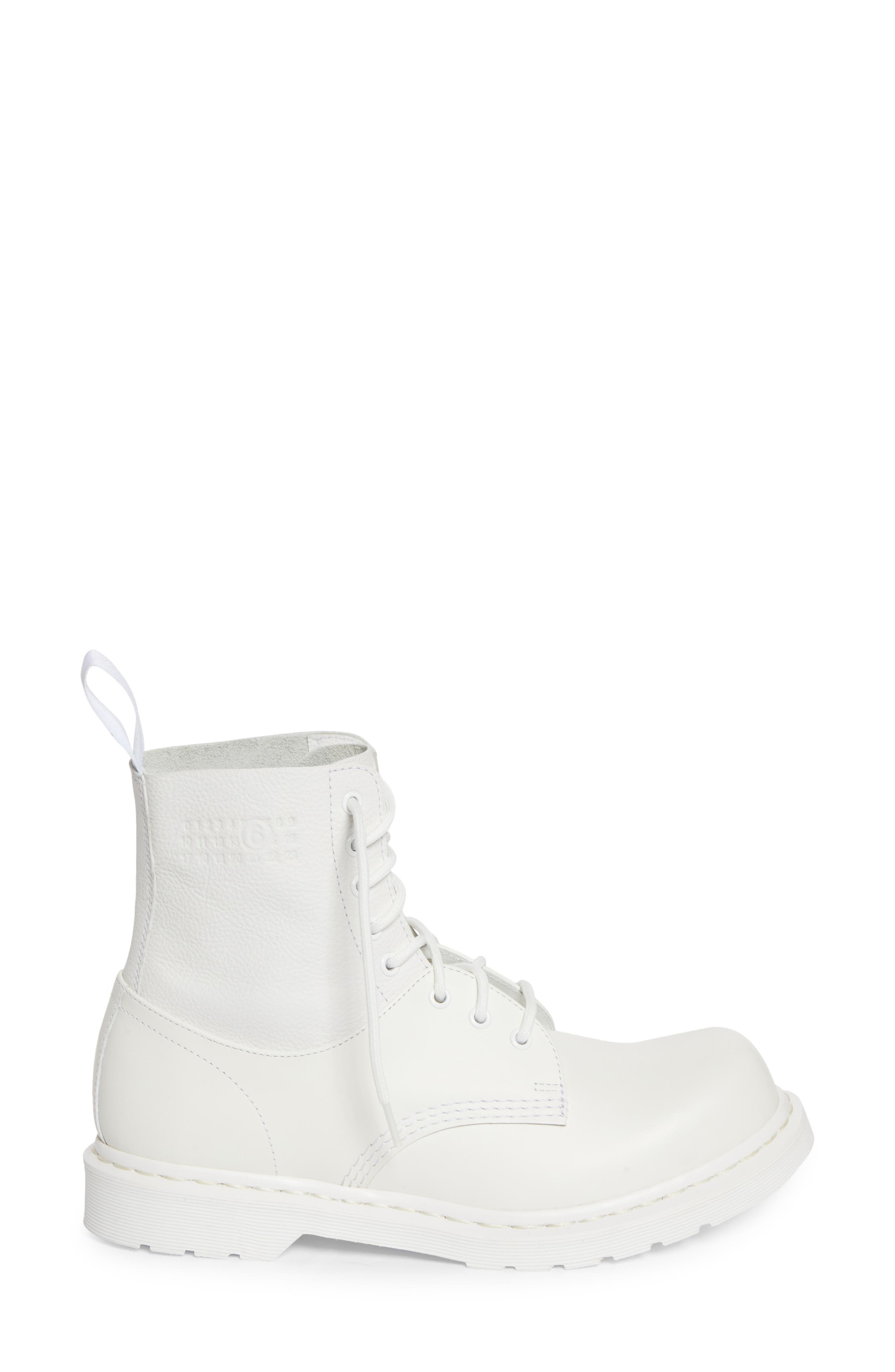 MM6 Maison Margiela x Dr. Martens 1460 Lace-Up Boot in Vintage Smooth/White Virginia at Nordstrom - 3