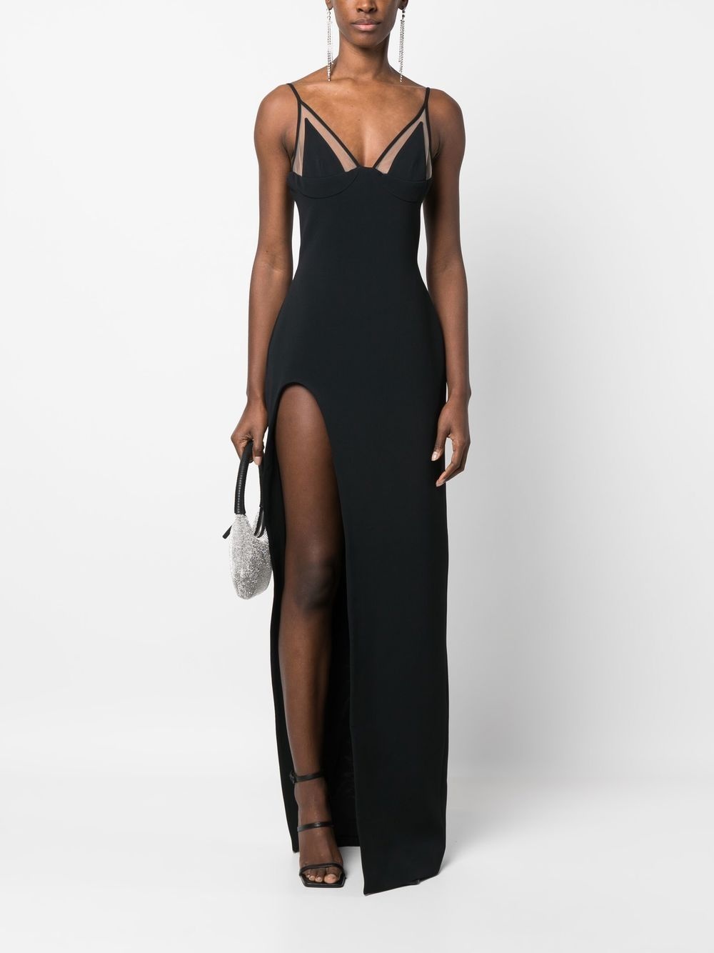 V-neck side-slit cady gown - 2