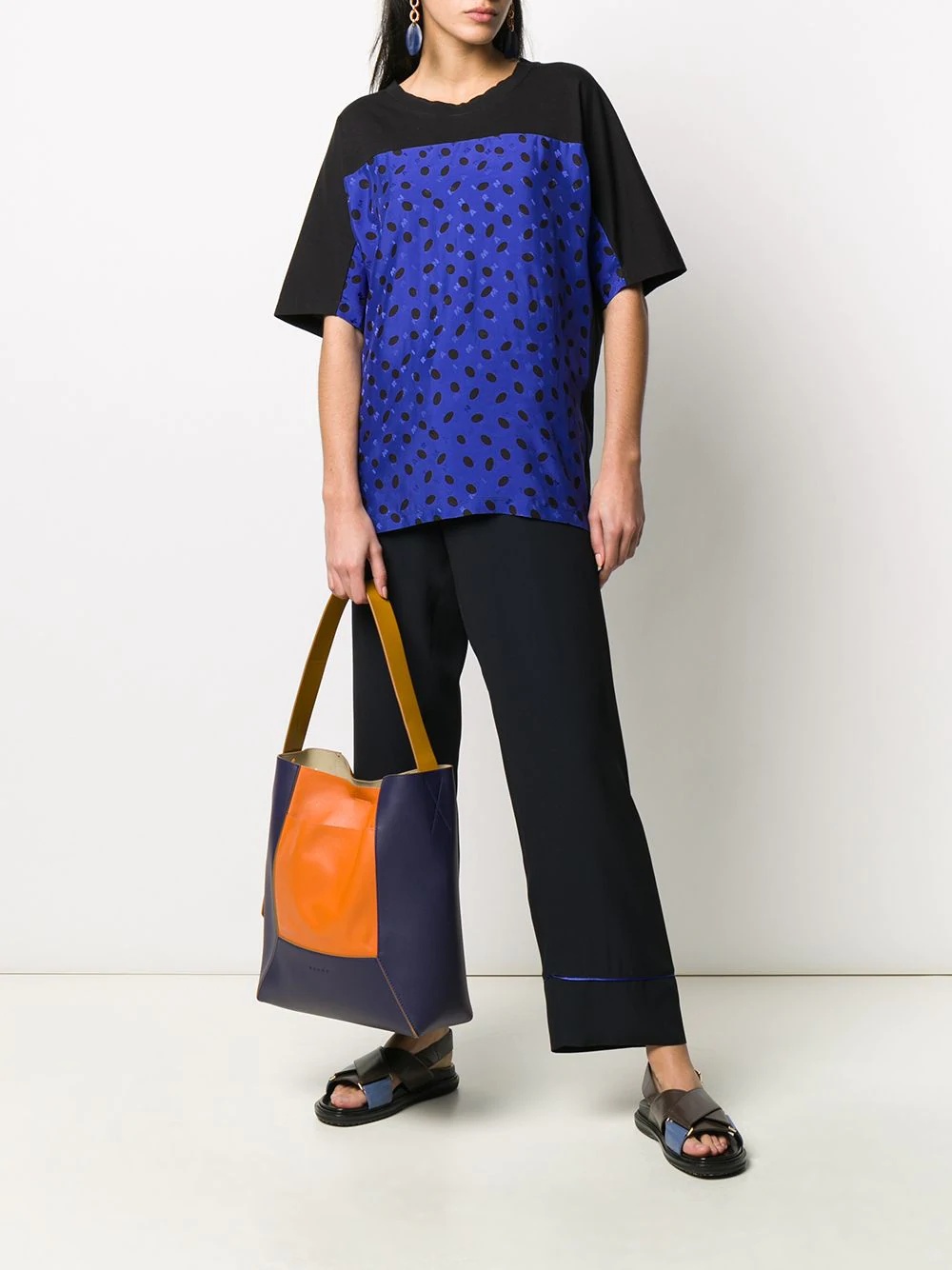 polka dot and logo print blouse - 2