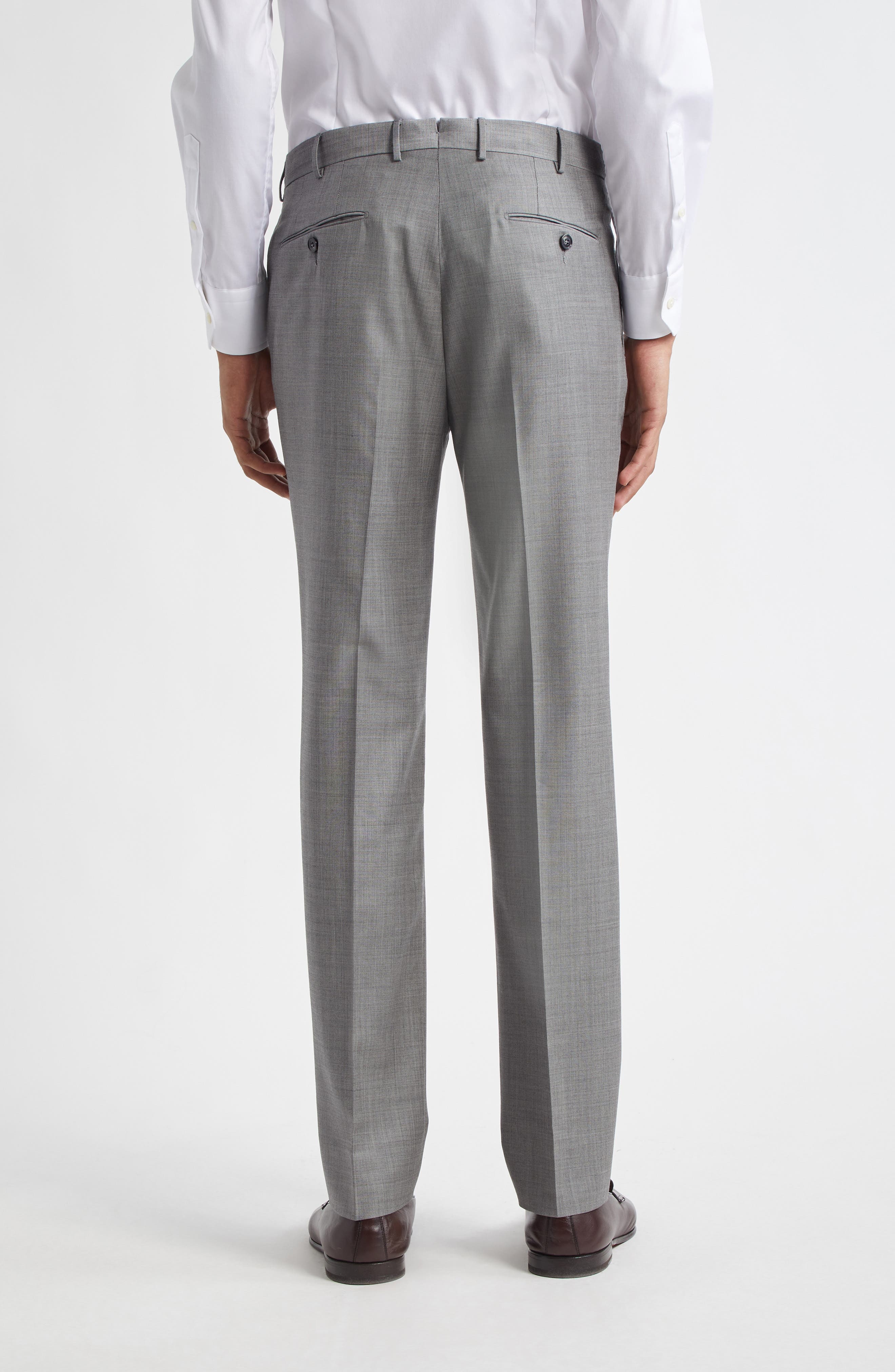 ZEGNA Mélange Wool Pants in Md Gry Sld at Nordstrom - 2