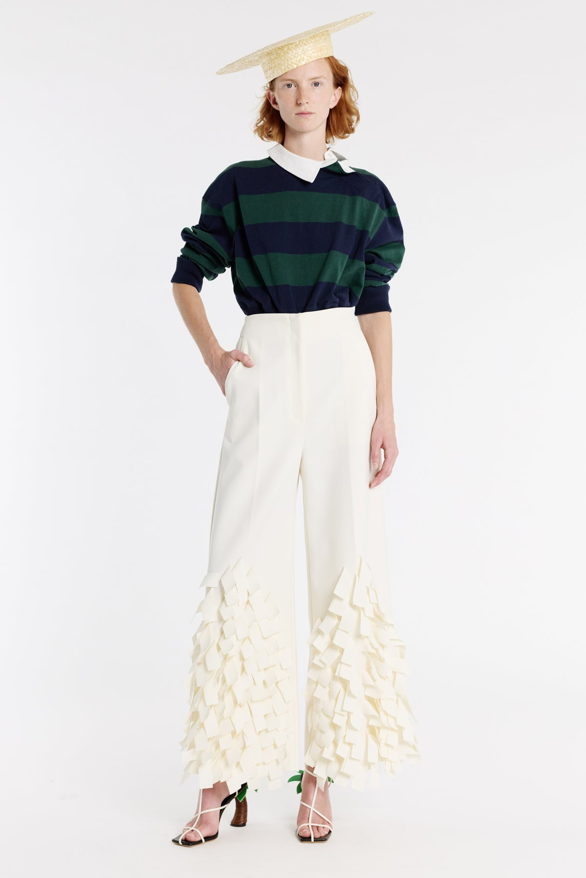CULOTTES WITH RECTANGLE DETAIL IVORY - 1