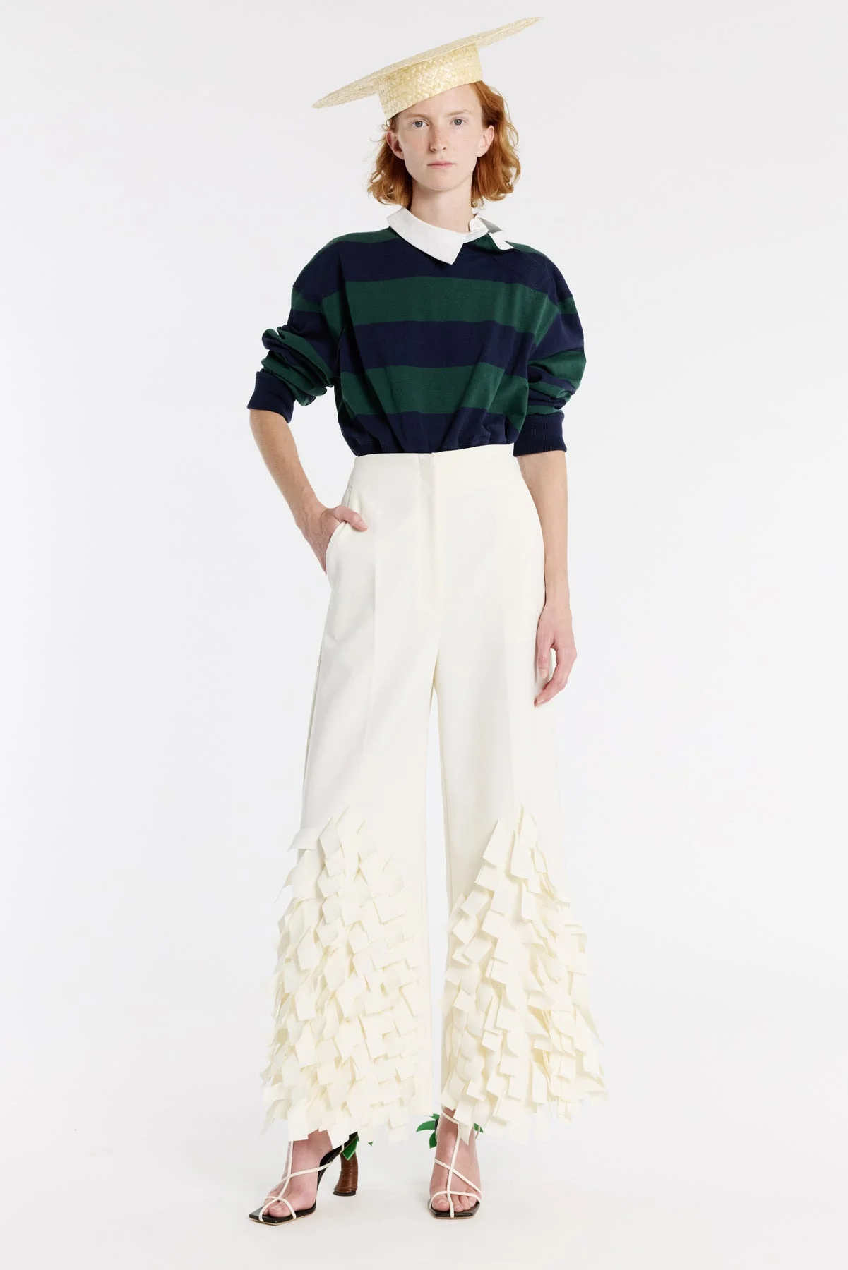 CULOTTES WITH RECTANGLE DETAIL IVORY - 1
