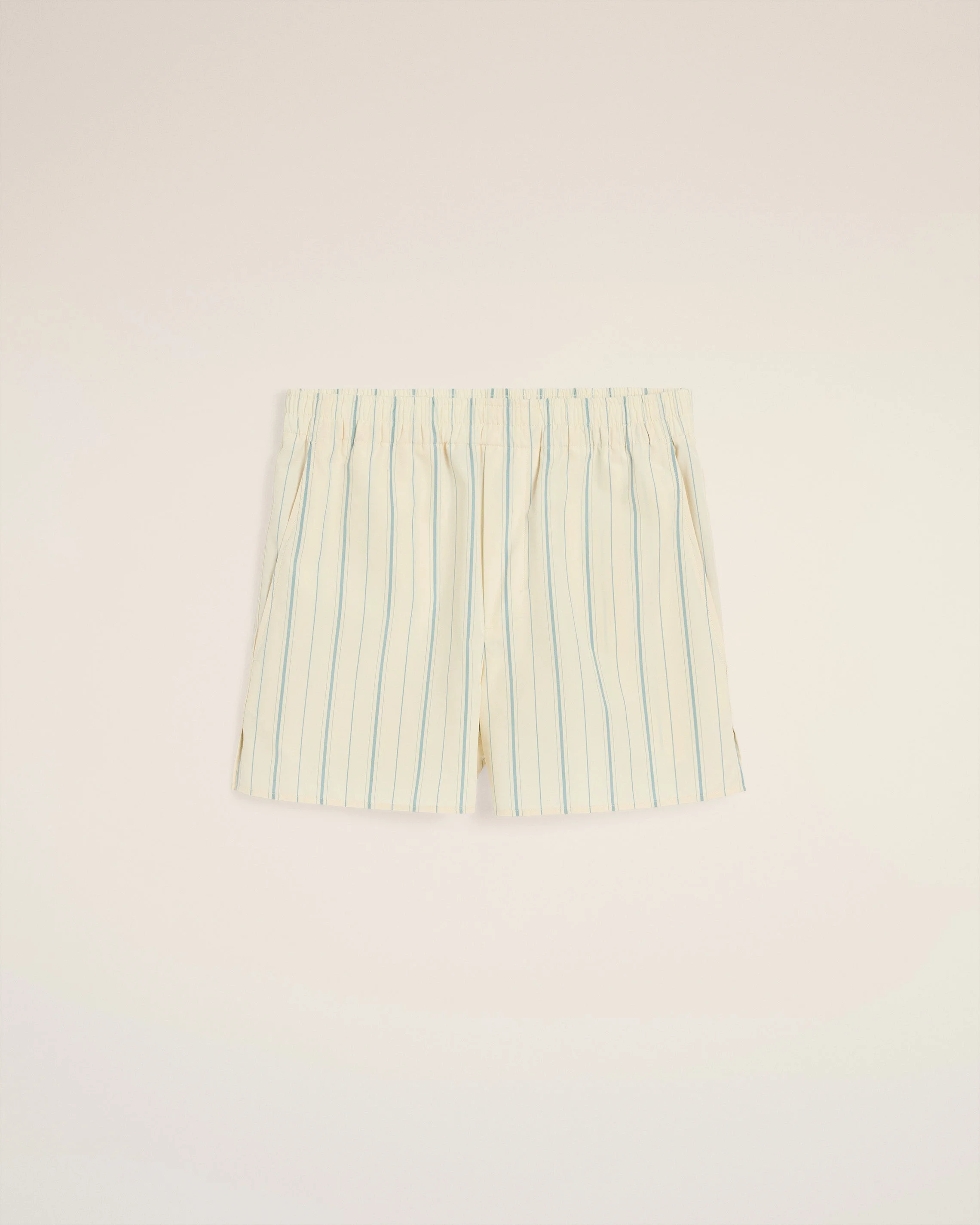 BEIGE COTTON STRIPED SHORT - 1