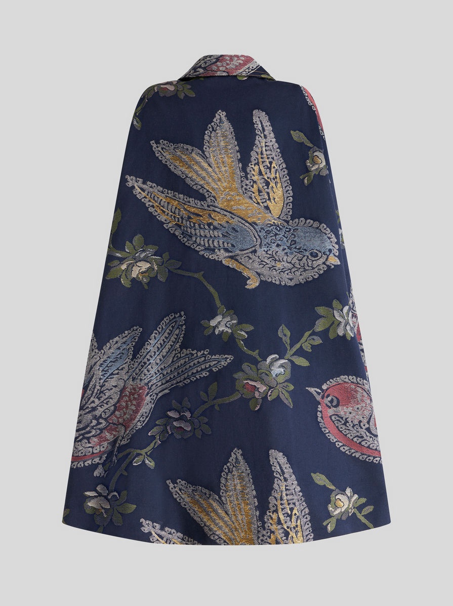 DENIM JACQUARD CAPE WITH BIRDS - 6