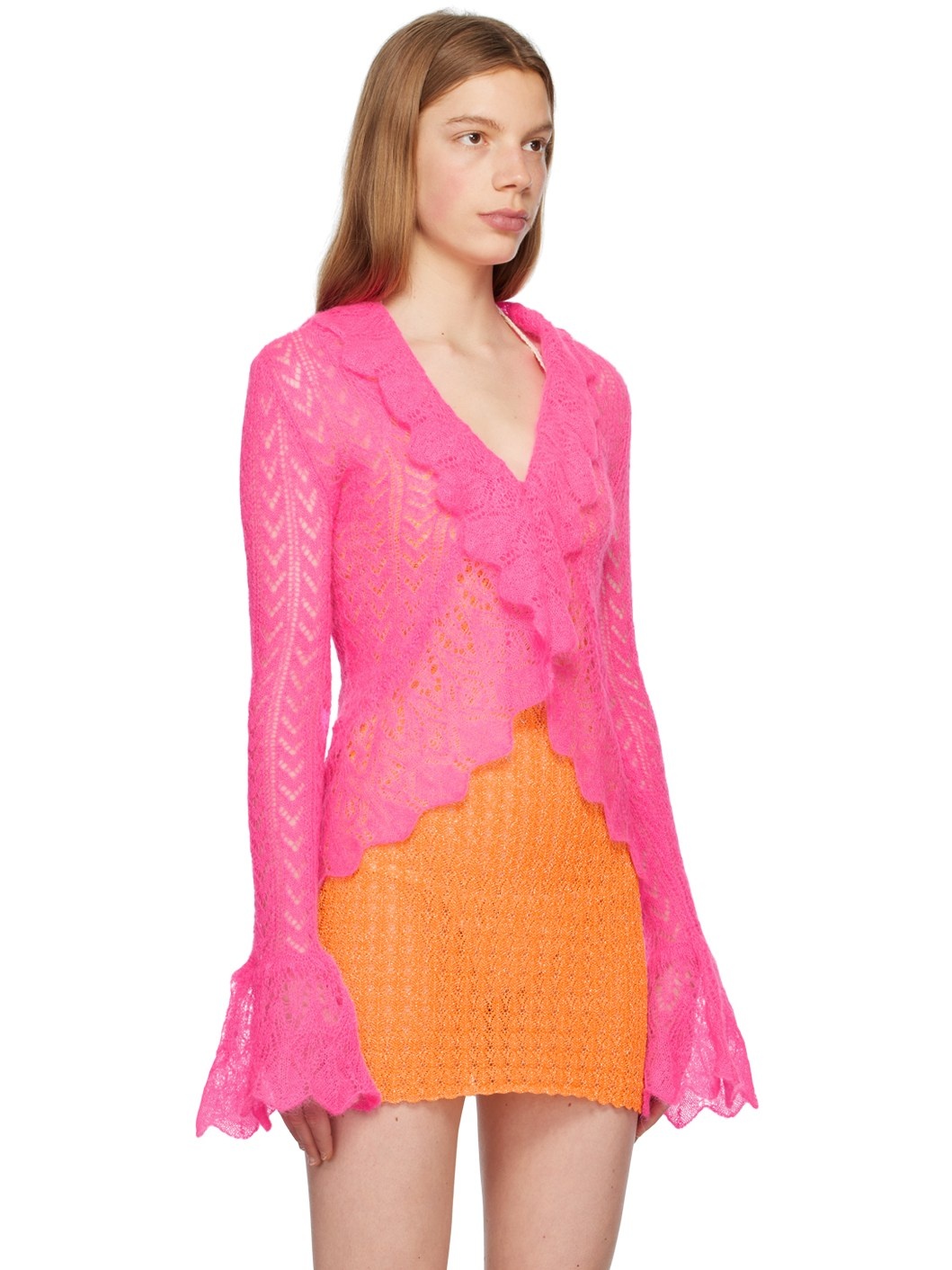 Pink Ruffled Cardigan - 2