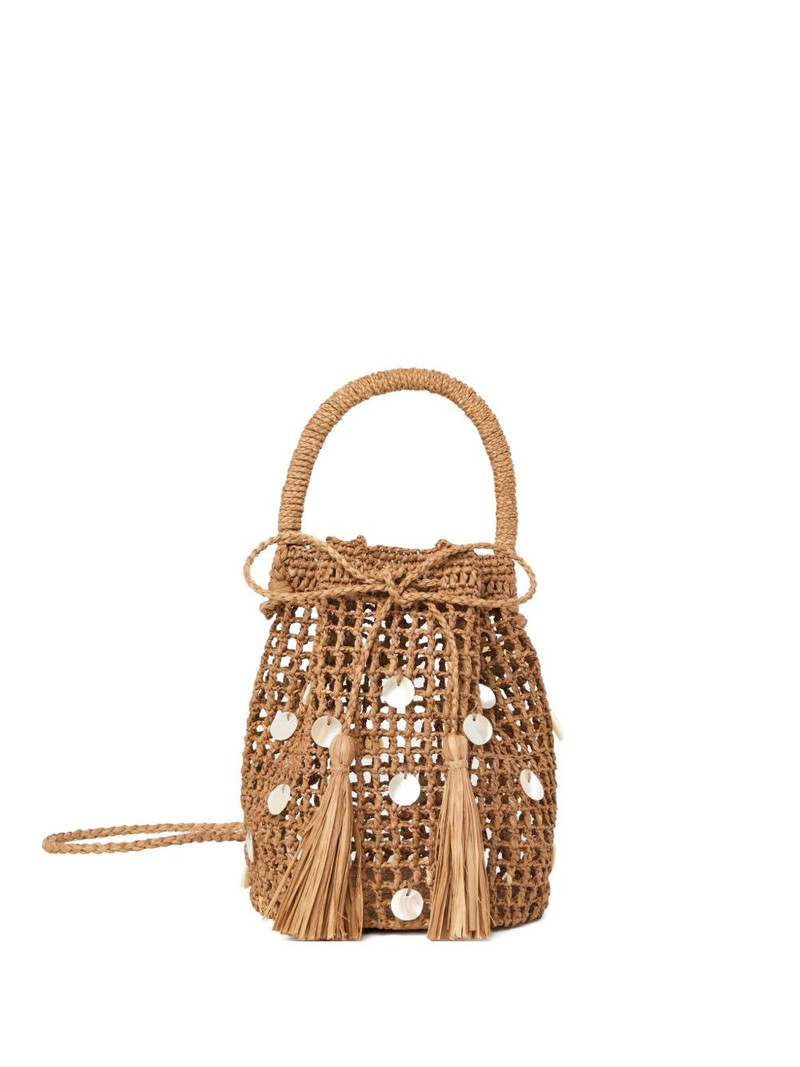 Precious Moments raffia tassel-detail bucket bag 1