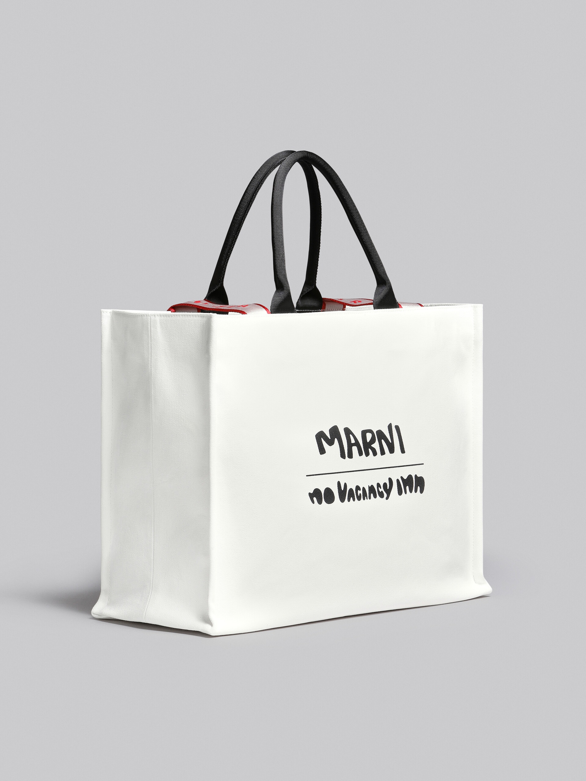MARNI X NO VACANCY INN - BEY TOTE BAG IN WHITE CANVAS - 6