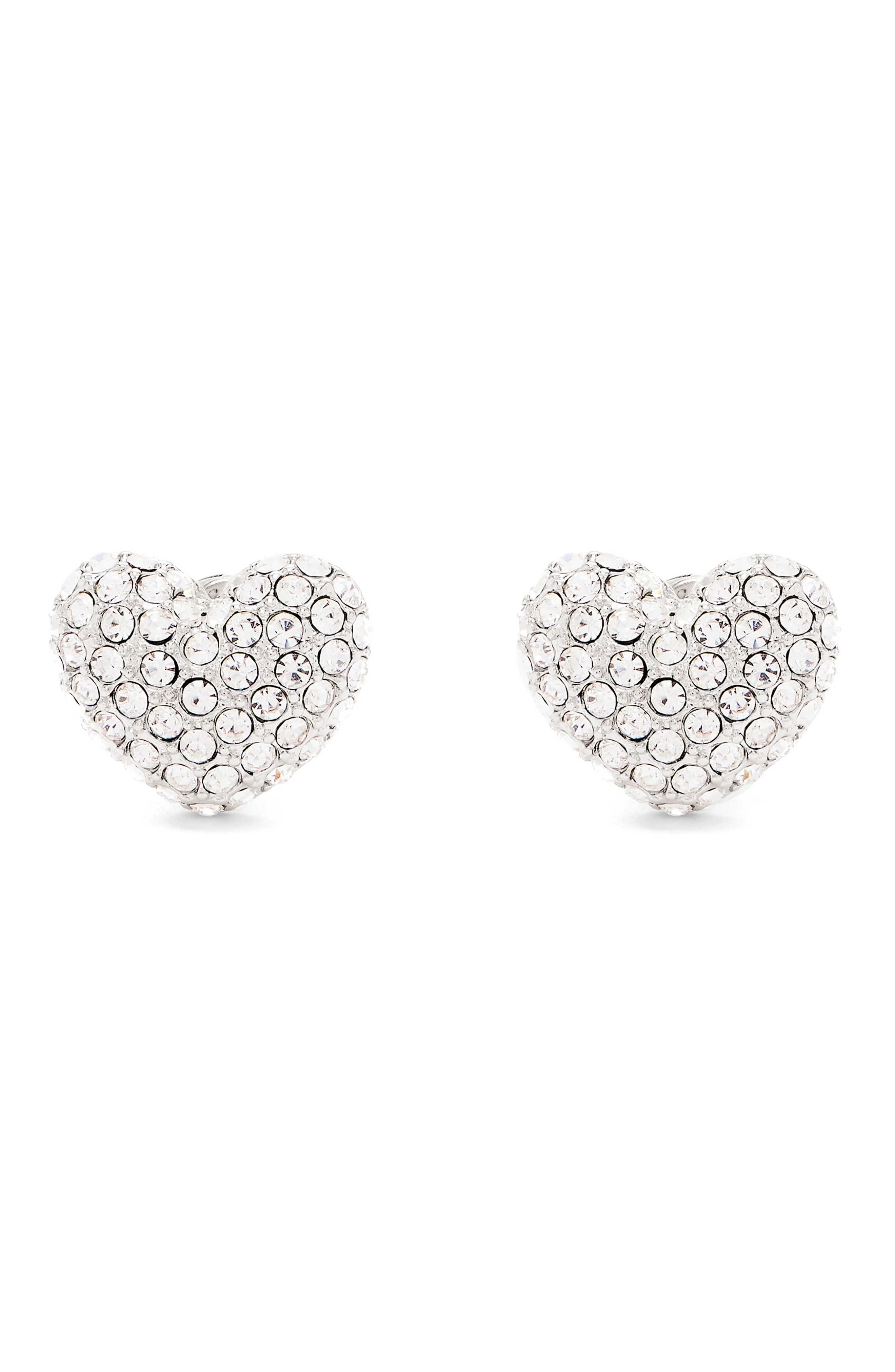 Marc Jacobs Heart Pavé Stud Earrings in Silver/Crystal at Nordstrom - 1