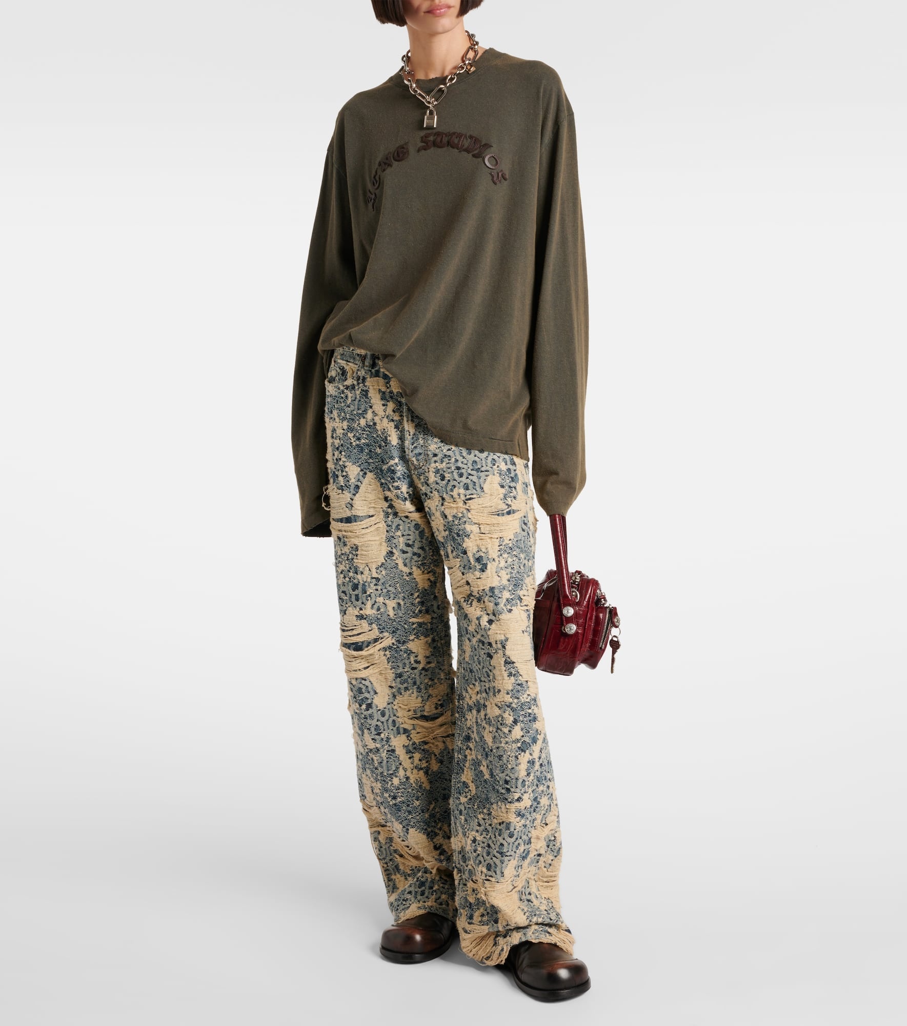 1981 Monogram distressed wide-leg jeans - 2