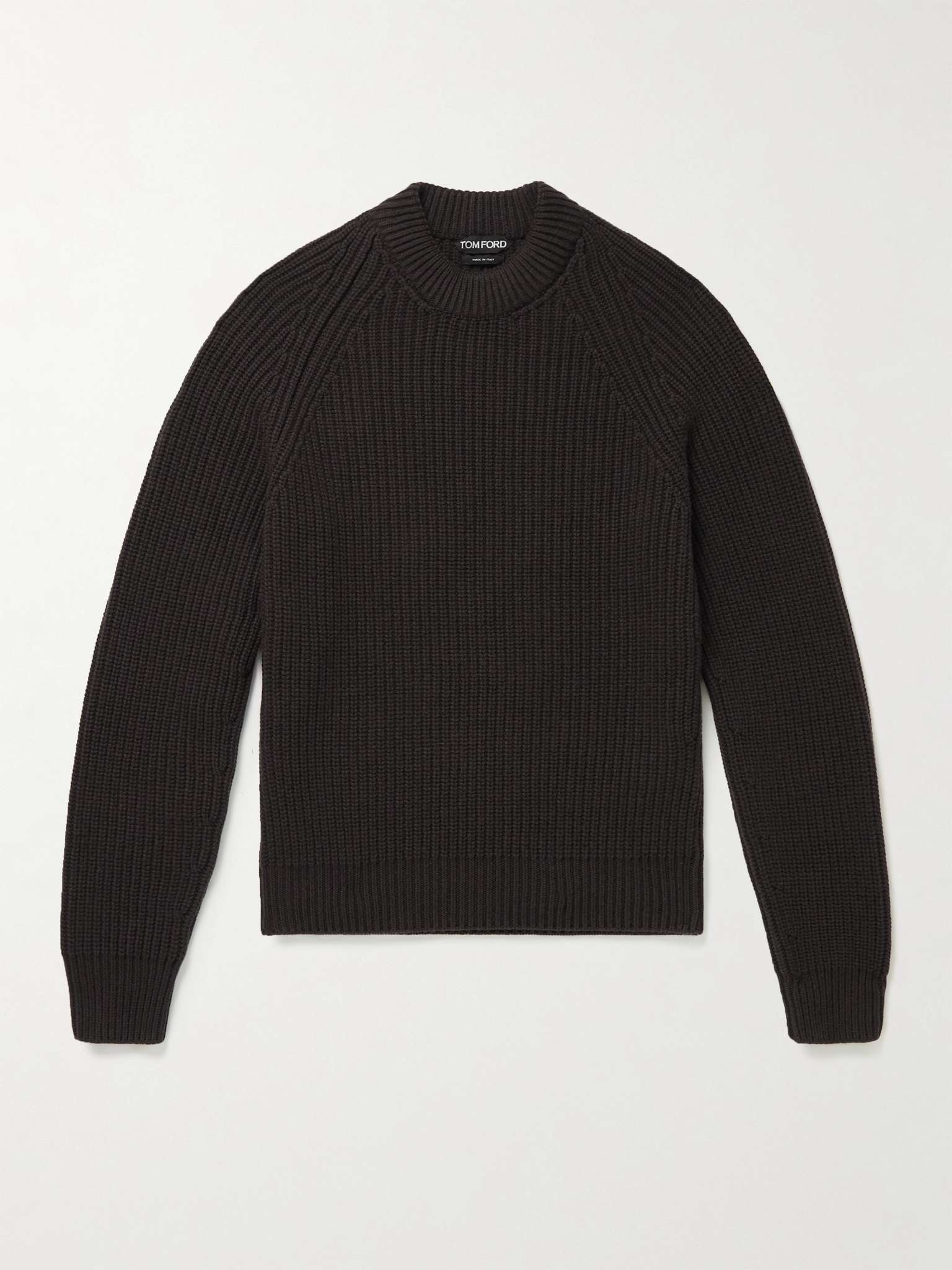 Ribbed Cashmere Mock-Neck Sweater - 1