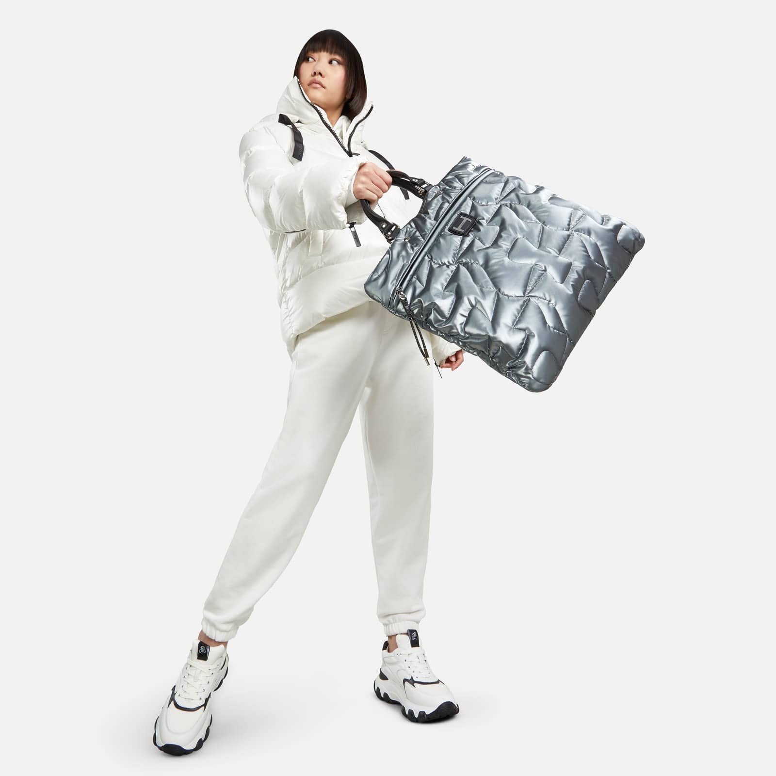Quilted Shopping Bag Silver - 4