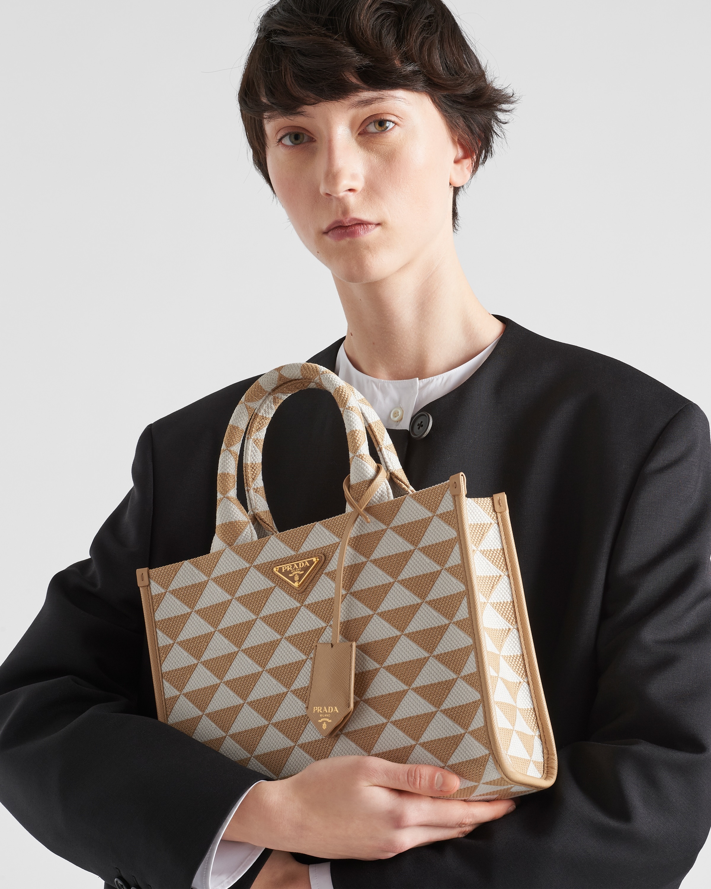 Small Prada Symbole embroidered fabric handbag - 7