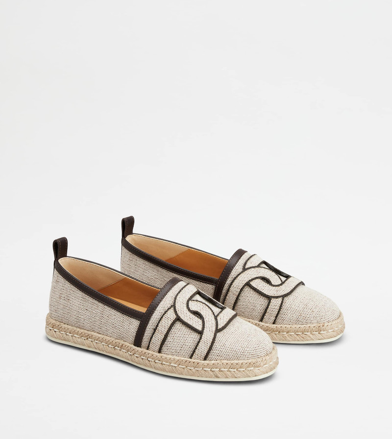KATE SLIP-ONS IN CANVAS AND LEATHER - BROWN 3