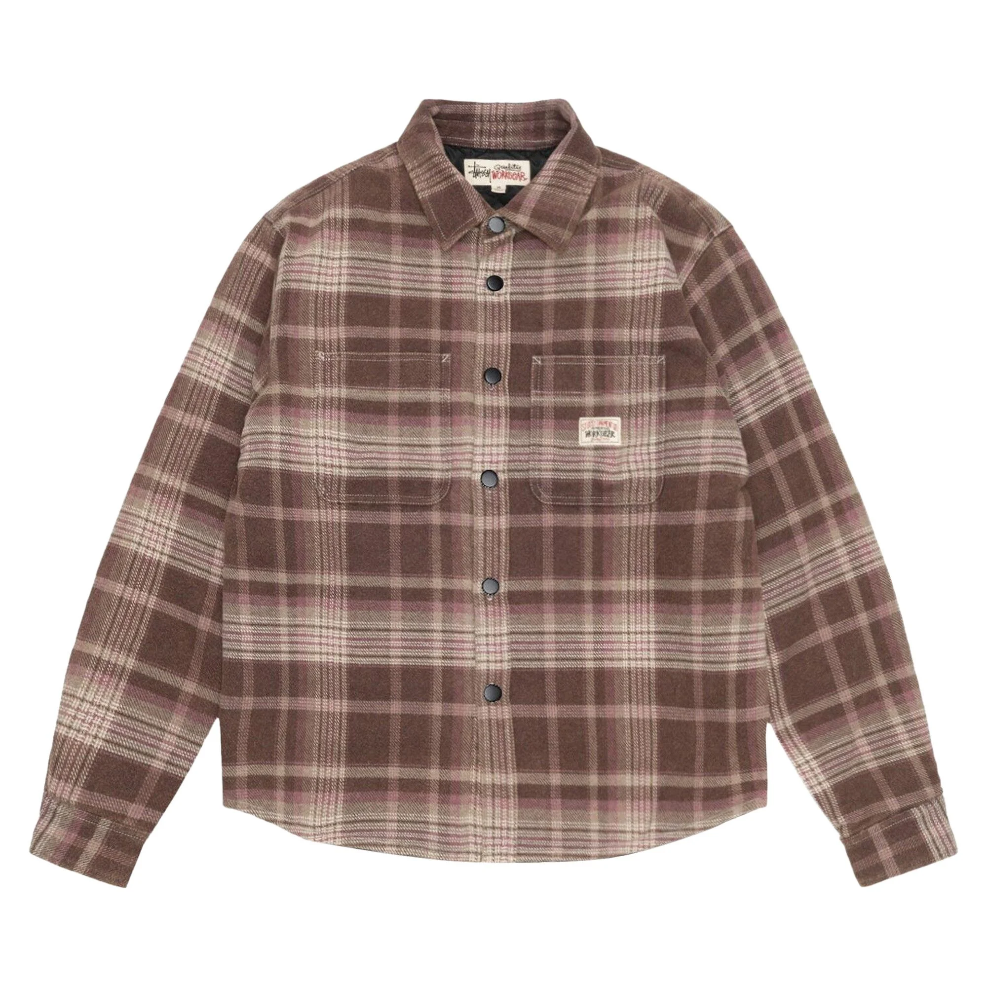 Stussy Heavy Washed Plaid Long-Sleeve Shirt 'Brown' - 1
