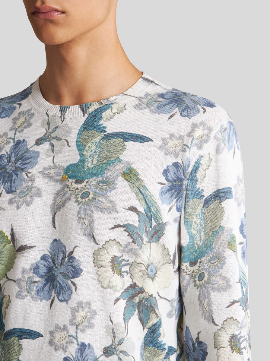 COTTON AND LINEN FLORAL SWEATER - 3