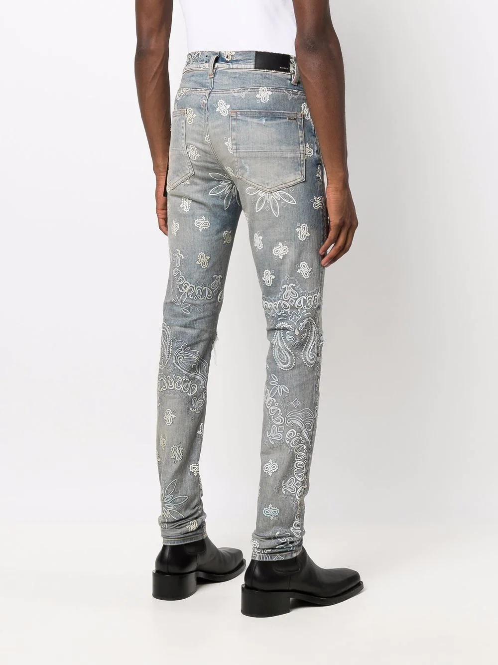 paisley-print slim-fit jeans - 4