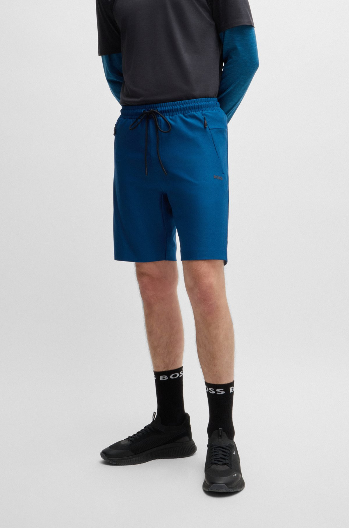 ACTIVE-STRETCH SHORTS WITH DECORATIVE REFLECTIVE DETAILS - 2