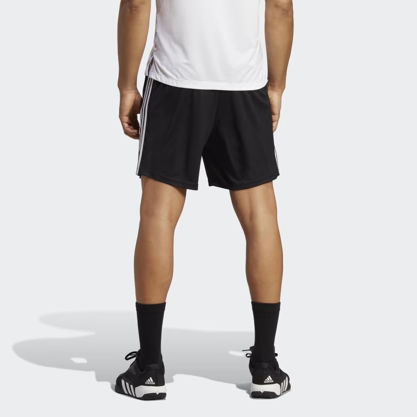 adidas TRAIN ESSENTIALS PIQU 3-STRIPES TRAINING SHORTS 'Black White' IB8111 - 3