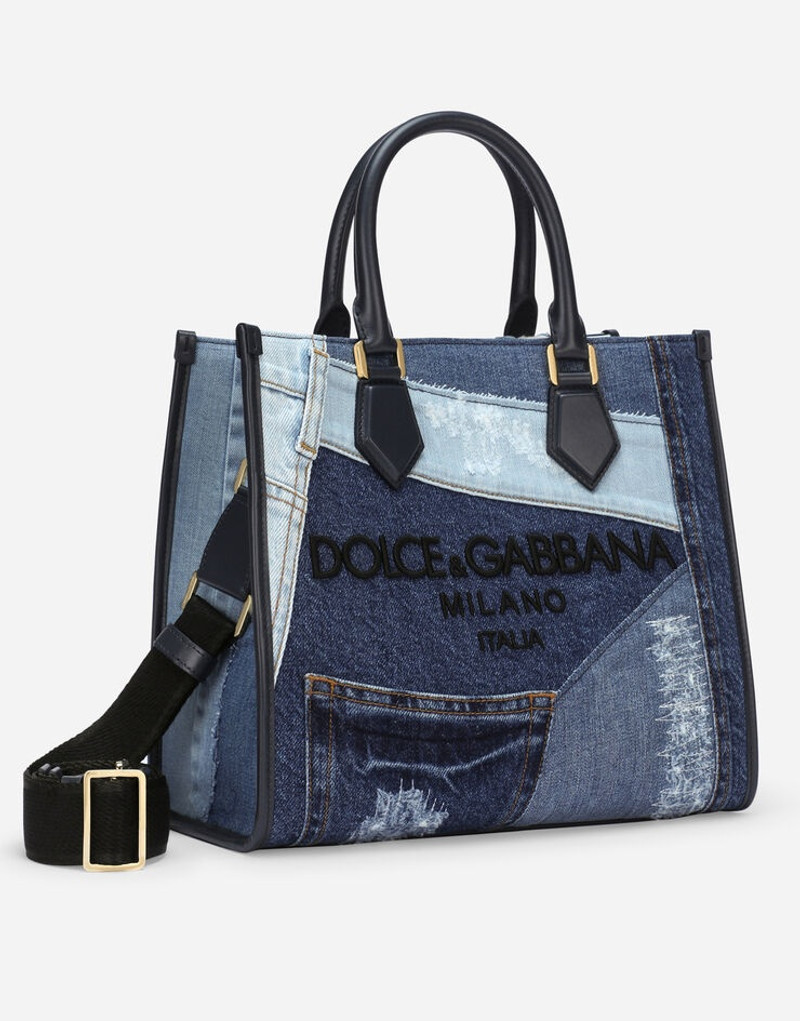 Denim shopper with embroidered logo 3