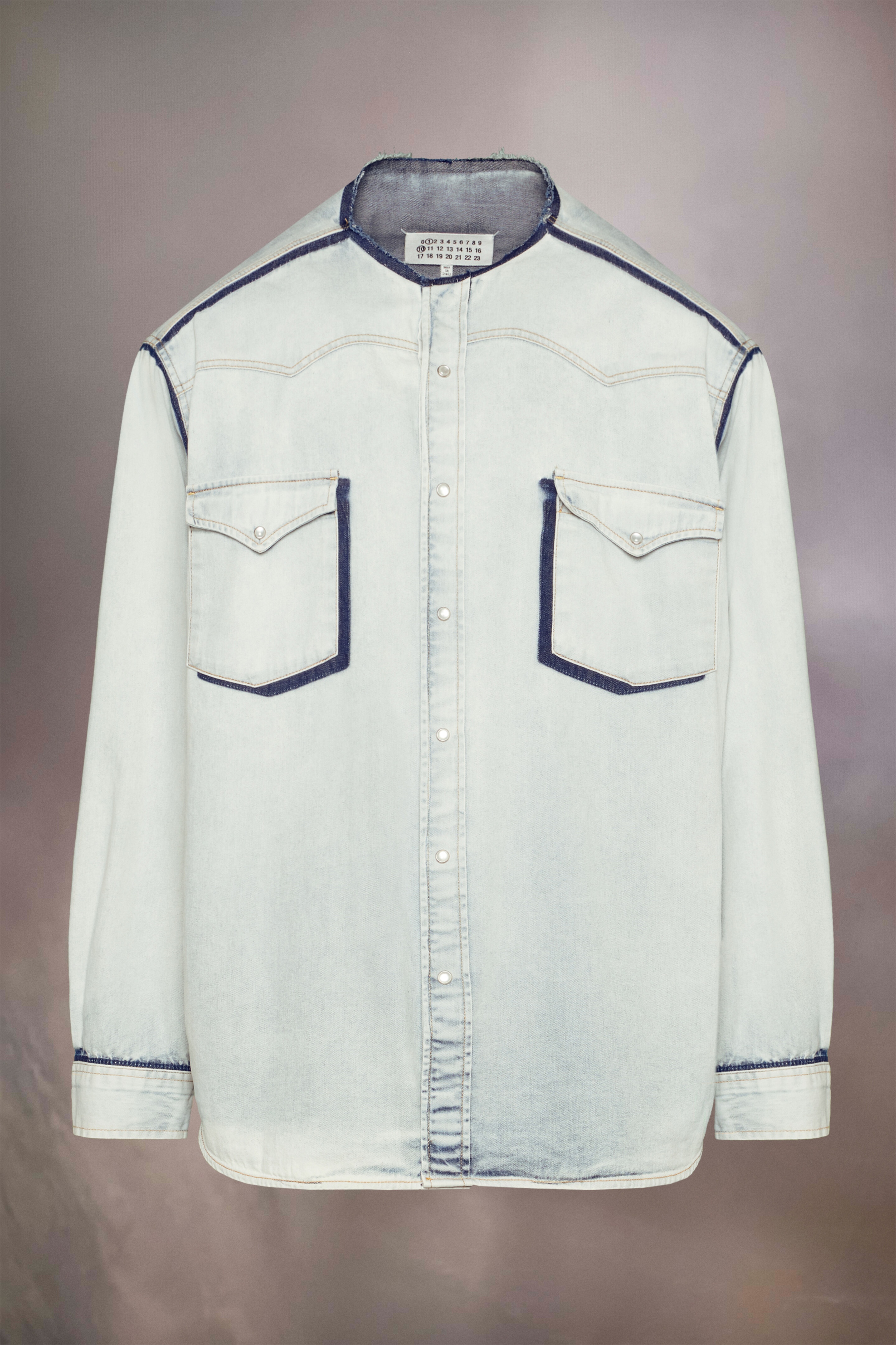 Collarless denim shirt - 2