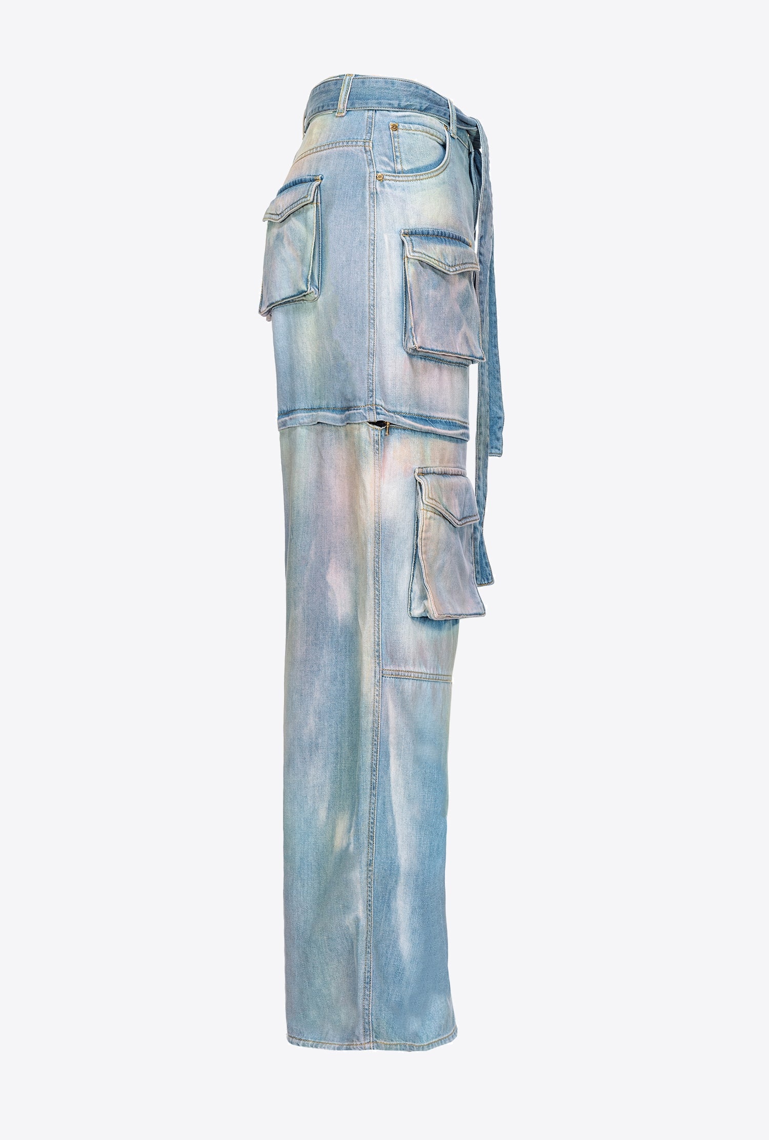 MULTICOLOURED DUSTY DENIM CARGO JEANS - 6