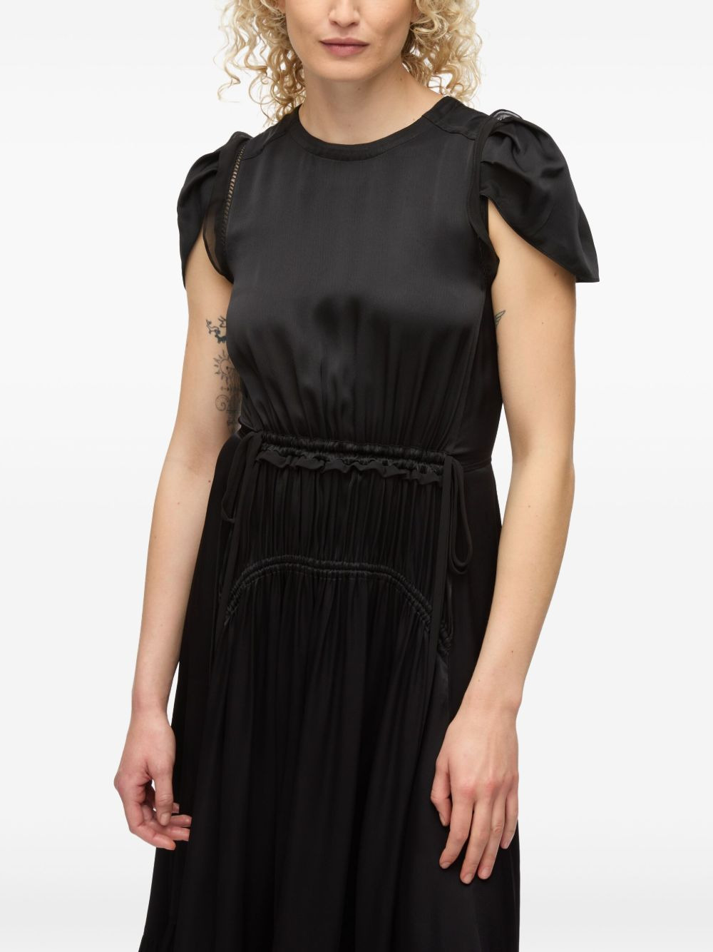 tulip-sleeved midi dress - 6