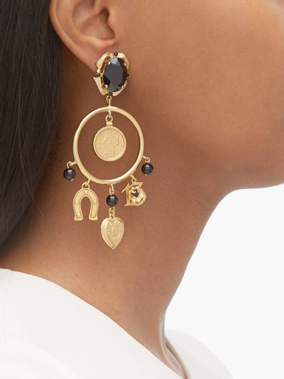 Dolce & Gabbana Charm-embellished hoop clip earrings outlook