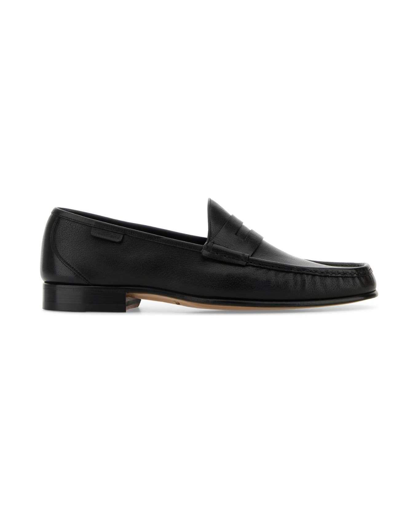 Black Leather Loafers - 1
